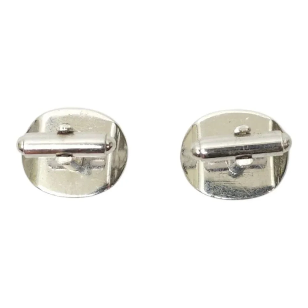 Shields Silvertone Etched Cufflinks Rectangle Men Vintage MCM Jewelry Accessory